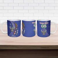 Custom Uzbekistan Football Ceramic Mug Modern Glitch Art Style Huma Bird