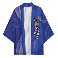 Custom Uzbekistan Football Kimono Modern Glitch Art Style Huma Bird