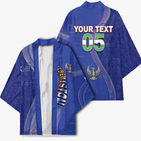 Custom Uzbekistan Football Kimono Modern Glitch Art Style Huma Bird