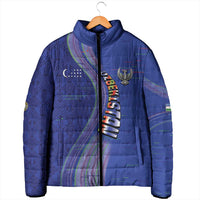 Custom Uzbekistan Football Padded Jacket Modern Glitch Art Style Huma Bird