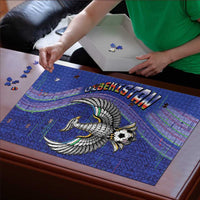 Uzbekistan Football Puzzle Modern Glitch Art Style Huma Bird