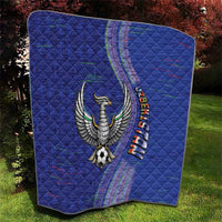 Uzbekistan Football Quilt Modern Glitch Art Style Huma Bird