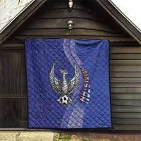 Uzbekistan Football Quilt Modern Glitch Art Style Huma Bird