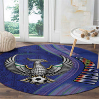 Uzbekistan Football Round Carpet Modern Glitch Art Style Huma Bird