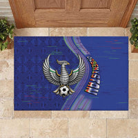 Uzbekistan Football Rubber Doormat Modern Glitch Art Style Huma Bird