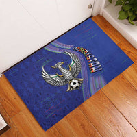 Uzbekistan Football Rubber Doormat Modern Glitch Art Style Huma Bird