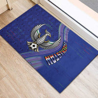 Uzbekistan Football Rubber Doormat Modern Glitch Art Style Huma Bird