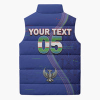 Custom Uzbekistan Football Sleeveless Puffer Jacket Modern Glitch Art Style Huma Bird