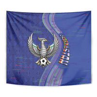 Uzbekistan Football Tapestry Modern Glitch Art Style Huma Bird