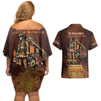 Firefighter Fathers Day Couples Matching Off Shoulder Short Dress and Hawaiian Shirt Best Dad Ever