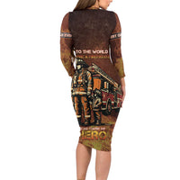 Firefighter Fathers Day Family Matching Long Sleeve Bodycon Dress and Hawaiian Shirt Best Dad Ever