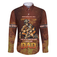 Firefighter Fathers Day Family Matching Off The Shoulder Long Sleeve Dress and Hawaiian Shirt Best Dad Ever