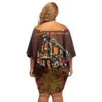 Firefighter Fathers Day Family Matching Off Shoulder Short Dress and Hawaiian Shirt Best Dad Ever