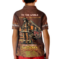 Firefighter Fathers Day Kid Polo Shirt Best Dad Ever