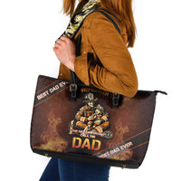 Firefighter Fathers Day Leather Tote Bag Best Dad Ever
