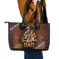 Firefighter Fathers Day Leather Tote Bag Best Dad Ever