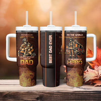 Firefighter Fathers Day Tumbler With Handle Best Dad Ever