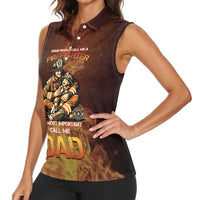 Firefighter Fathers Day Women Sleeveless Polo Shirt Best Dad Ever