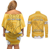 Chef Fathers Day Couples Matching Off Shoulder Short Dress and Long Sleeve Button Shirt Dad You're The Master Chef In My Heart