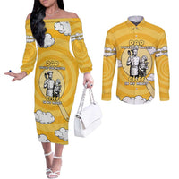 Chef Fathers Day Couples Matching Off The Shoulder Long Sleeve Dress and Long Sleeve Button Shirt Dad You're The Master Chef In My Heart