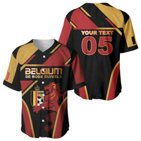 Custom Belgium Football Baseball Jersey Bold National Colors With Lion Crest