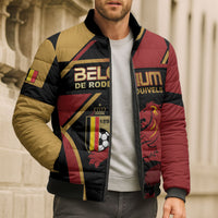 Custom Belgium Football Bomber Puffer Jacket Bold National Colors With Lion Crest