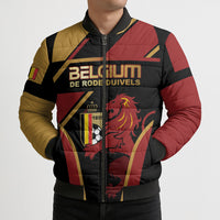 Custom Belgium Football Bomber Puffer Jacket Bold National Colors With Lion Crest