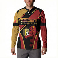 Custom Belgium Football Button Sweatshirt Bold National Colors With Lion Crest
