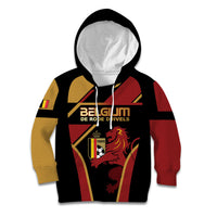 Custom Belgium Football Kid Hoodie Bold National Colors With Lion Crest