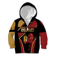 Custom Belgium Football Kid Hoodie Bold National Colors With Lion Crest