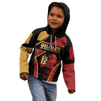 Custom Belgium Football Kid Hoodie Bold National Colors With Lion Crest