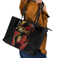 Belgium Football Leather Tote Bag Bold National Colors With Lion Crest