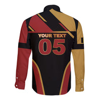 Custom Belgium Football Long Sleeve Button Shirt Bold National Colors With Lion Crest