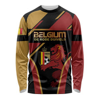 Custom Belgium Football Long Sleeve Shirt Bold National Colors With Lion Crest