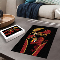 Belgium Football Puzzle Bold National Colors With Lion Crest