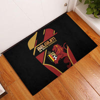 Belgium Football Rubber Doormat Bold National Colors With Lion Crest