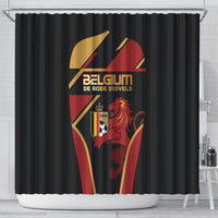 Belgium Football Shower Curtain Bold National Colors With Lion Crest