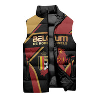 Custom Belgium Football Sleeveless Puffer Jacket Bold National Colors With Lion Crest
