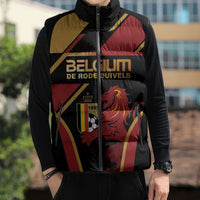 Custom Belgium Football Sleeveless Puffer Jacket Bold National Colors With Lion Crest