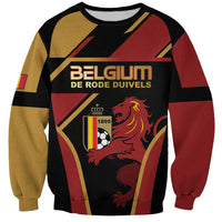 Custom Belgium Football Sweatshirt Bold National Colors With Lion Crest