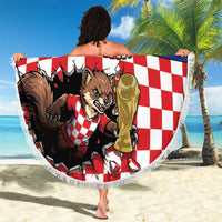 Croatia Football Beach Blanket Marten In Hole With Checkered Patterns