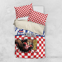 Croatia Football Bedding Set Marten In Hole With Checkered Patterns