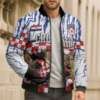 Custom Croatia Football Bomber Puffer Jacket Marten In Hole With Checkered Patterns
