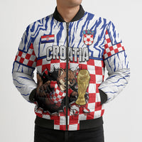 Custom Croatia Football Bomber Puffer Jacket Marten In Hole With Checkered Patterns