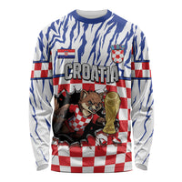 Custom Croatia Football Long Sleeve Shirt Marten In Hole With Checkered Patterns