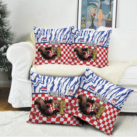 Croatia Football Pillow Cover Marten In Hole With Checkered Patterns
