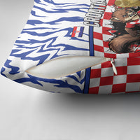Croatia Football Pillow Cover Marten In Hole With Checkered Patterns