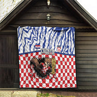 Croatia Football Quilt Marten In Hole With Checkered Patterns