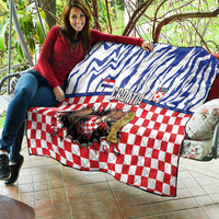 Croatia Football Quilt Marten In Hole With Checkered Patterns