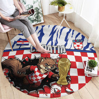 Croatia Football Round Carpet Marten In Hole With Checkered Patterns